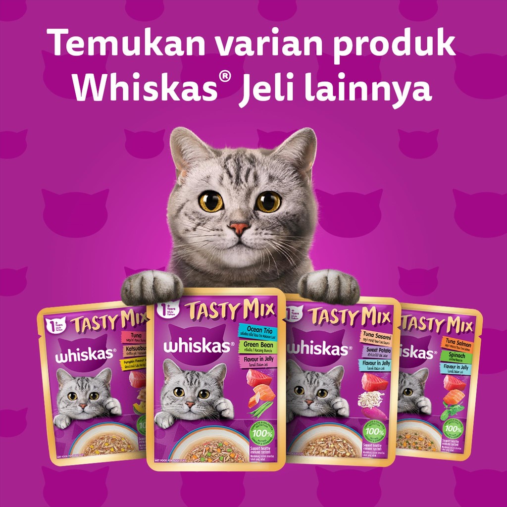 WHISKAS POUCH TASTY MIX 70GR - WHISKAS SASET TASTY MIX - WHISKAS TASTY MIX - MAKANAN KUCING MURAH