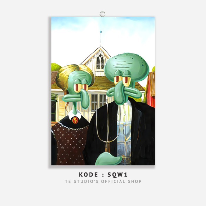 Pajangan Dinding Lukisan Repro Mahakarya Squidward Poster Spongebob