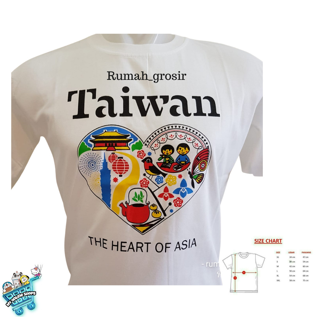 (My Shine Shops) Kaos Souvenir Negara Taiwan Kaos Taiwan Oleh Oleh Taiwan Souvenir Taiwan