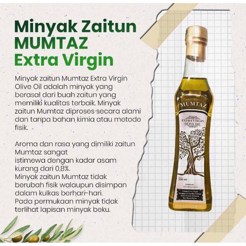 

MINYAK ZAITUN MUMTAZ EXTRA VIRGIN 350ml