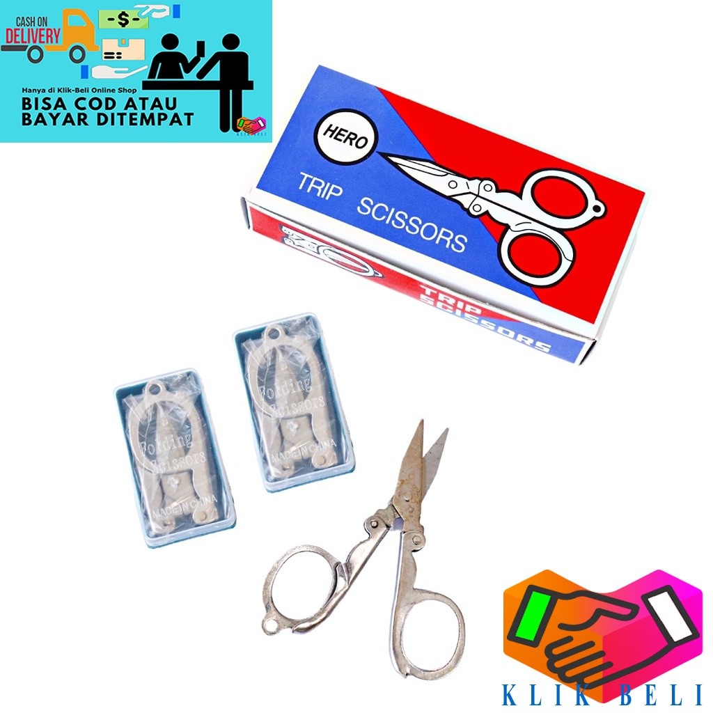 

Gunting Lipat Saku Mini Kecil / Trip Folding Scissors Hero Stainless Steel