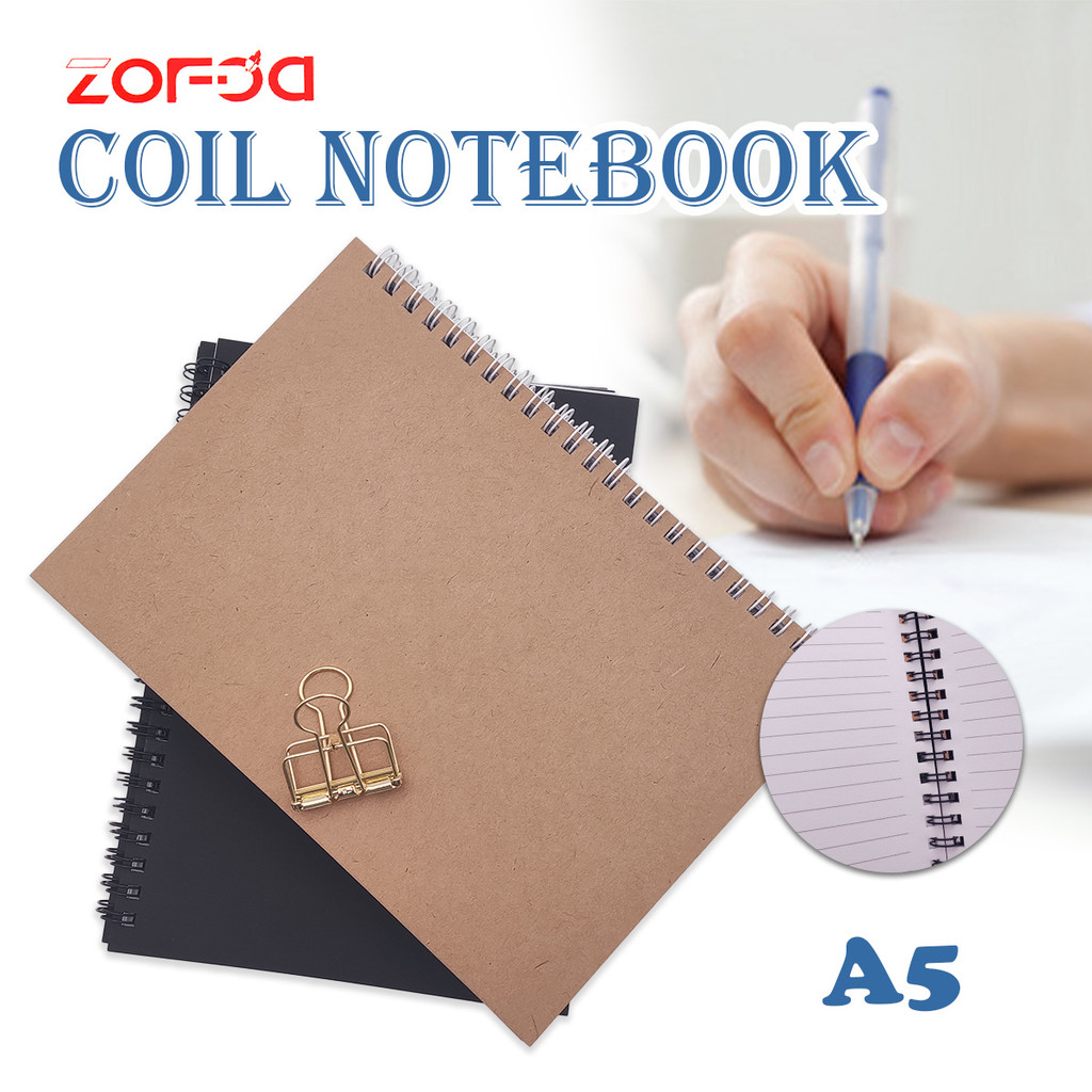 

60halaman Spiral Notebook sampul warna solid Buku harian sampul kertas kraft buku catatan gaya sederhana perlengkapan kantor