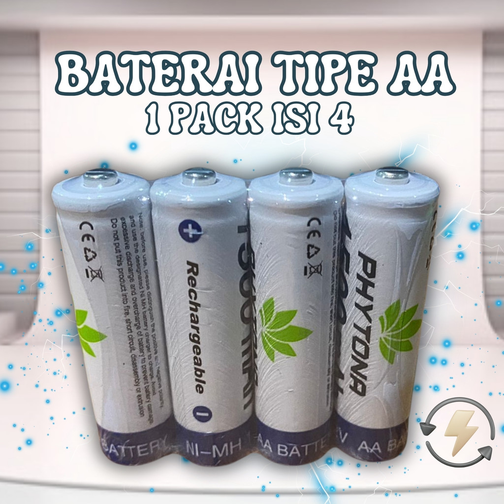 Qlola Money Baterai Cas Phytona Isi Ulang Aa-1500 Original 1500Mah 1.2Volt Rechargeable Sni
