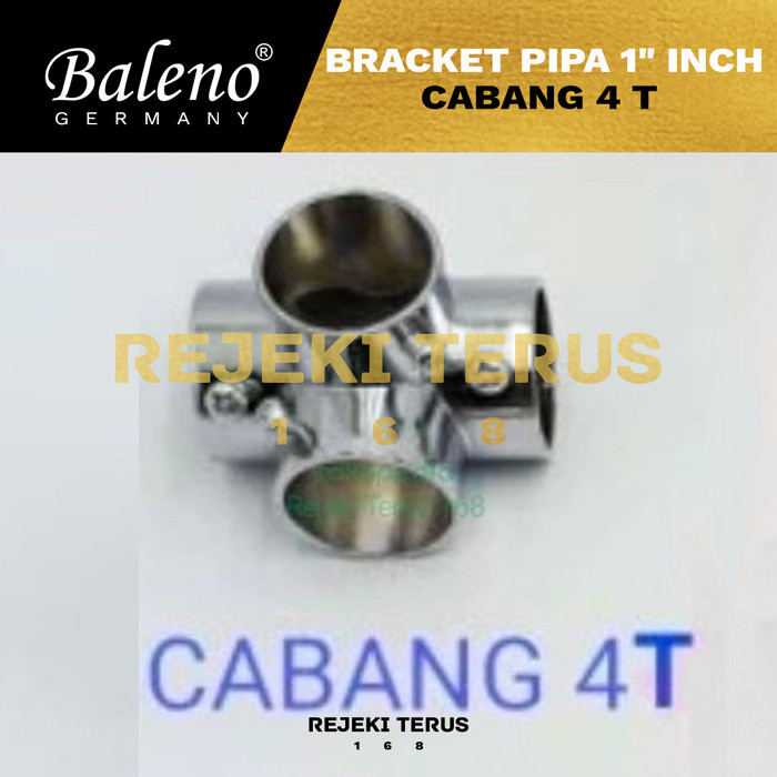 Bracket Pipa 1" inch Cabang 4 T Lubang Sambungan Pipa Join Stainless