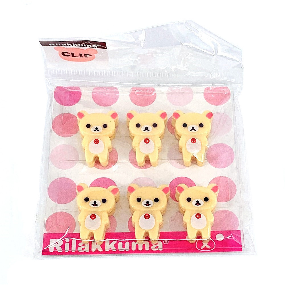 

Rilakkuma Korilakkuma Bear Clip Kawaii Cute Anime Mini PVC Clips 6 Per Pack