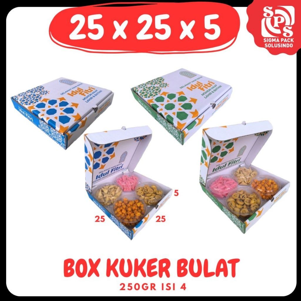 

Box Kue Kering 25x25x5 Isi 4 250 gram Oleh Oleh/Hampers/Souvenir/Pizza/Lebaran/Idul Fitri MEDIAPACK