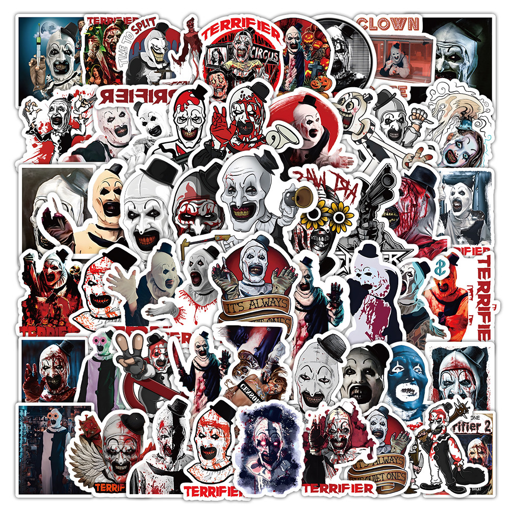

53pcs Horror Clown Series Graffiti Stickers Suitable for Helmet Desktop Wall Decoration DIY Sticker Pack with Storage Box