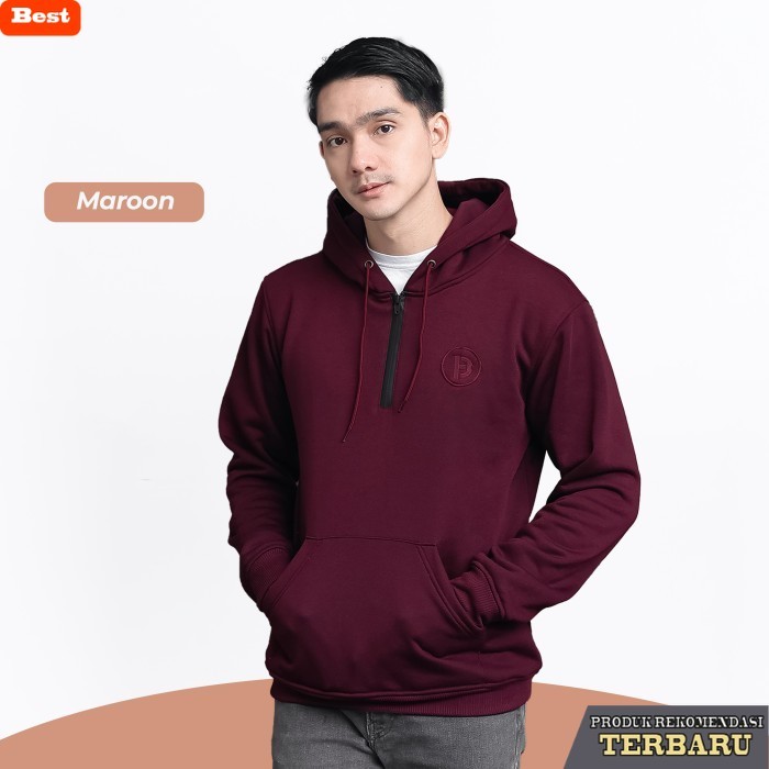 hoodie pria keren Broguy Jaket Hoodie Zipper Pria Wanita Unisex Size M-XXL - MAROON, XXL
