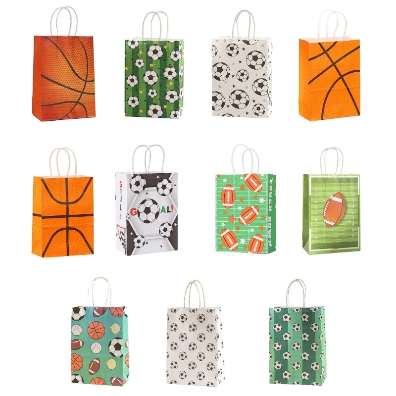 

Football Paper Bags Set of 12 Football Gift Bags for Children Birthday Party School Football Game Goodie Bags for Boy