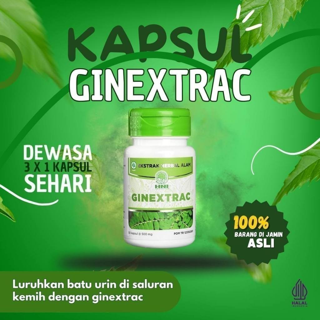

TERMURAH GINEXTRAC HNI HPAI MEMBANTU MELURUHKAN BATU URIN 50RG EXP 2028