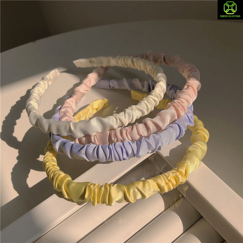 Bando scrunchie anak perempuan kerut serut bondu bendo bandana wanita satin import premium kekinian 