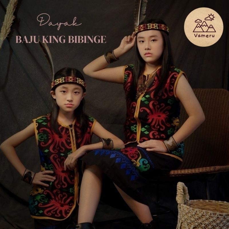 PAKAIAN ADAT ANAK PEREMPUAN DAYAK KALIMANTAN BORDIR SULAM