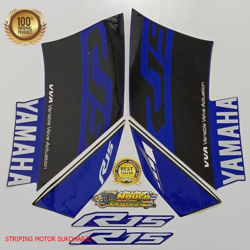 (ORI) Striping Yamaha R15 2017 2018 v3 biru Stiker list body motor standar  Kualitas original
