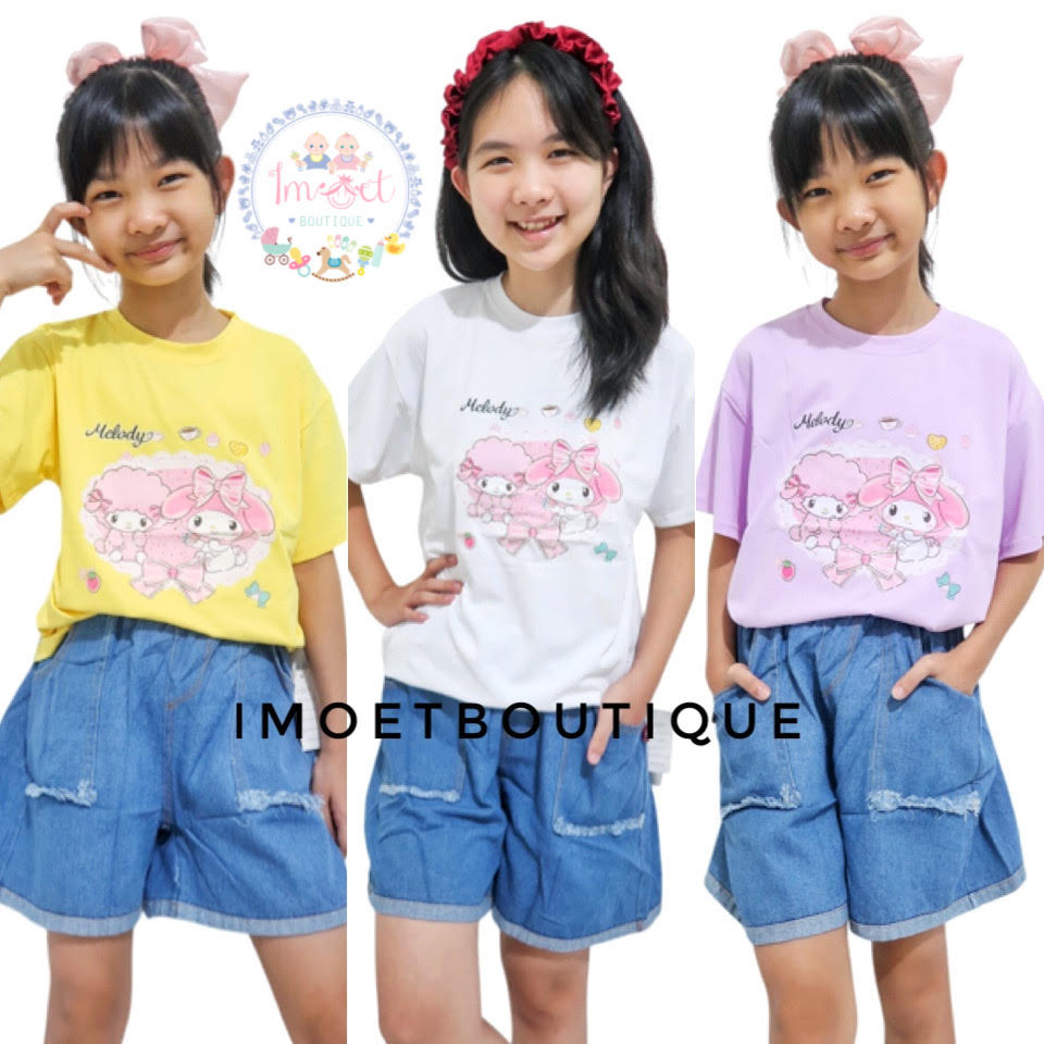 imoet.boutique - Setelan denim hotpants sanrio my melody | set anak cewek (GI0965)
