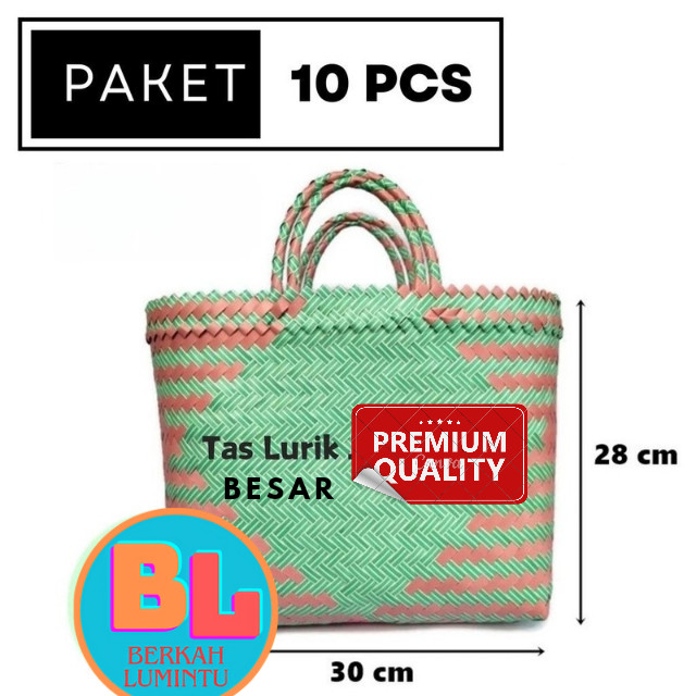 

PAKET HEMAT 10 PCS Tas Anyaman Plastik BESAR Lurik Keranjang Belanja Besar Souvenir Parcel Hampers