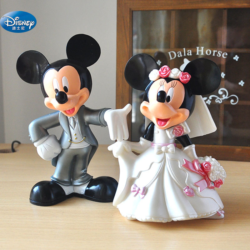 

2 pcs/set Disney 7 cm Minnie Mickey Mouse marry Action disney China red dolls kids Toy Figures wedding present gift