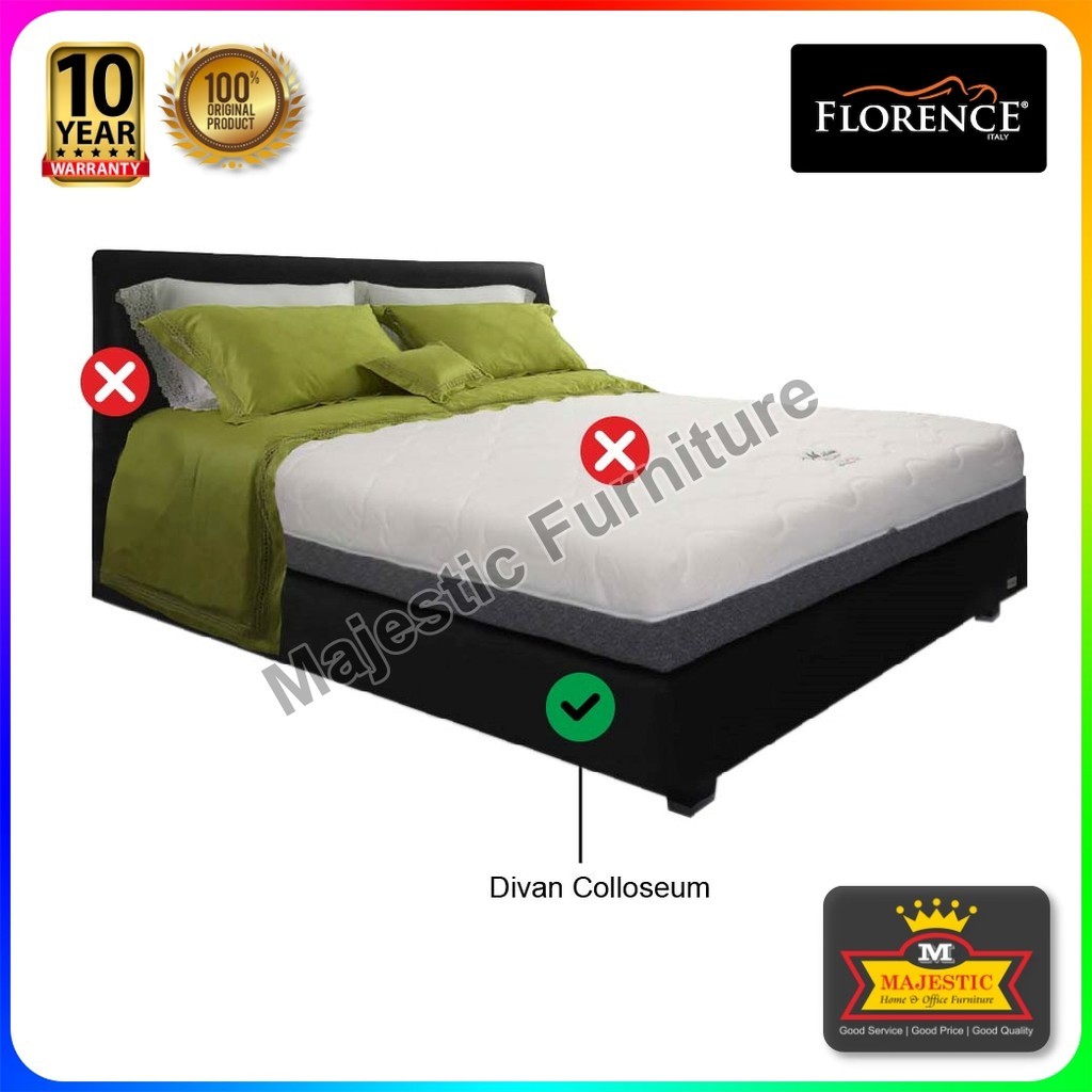 Divan Florence Colloseum - 100/120/160/180/200 - Jogja (Tinggi Divan 23 cm, Tinggi Kaki 10 cm)