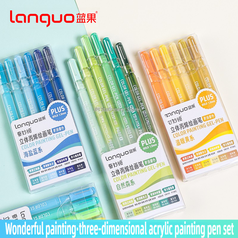

54/6 Colors Glitter Effects Acrylic Gel Pen 1.0mm Large Capacity Student Writing Pen Painting Drawing School Supplies Stationery