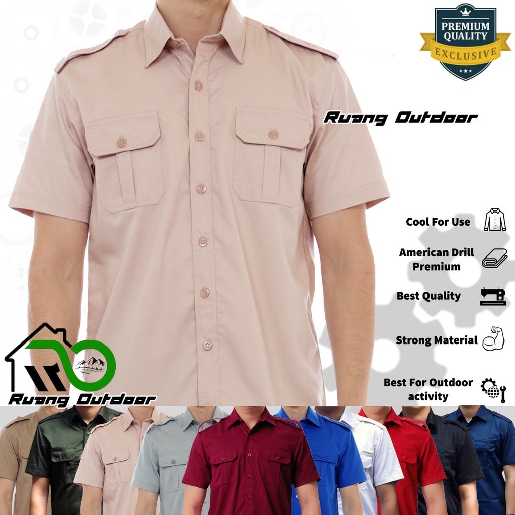 B8 Baju Kemeja PDL PDH Lapangan Lengan Pendek - Pakaian Atasan Seragam Pria Wanita Premium Kerja Kan