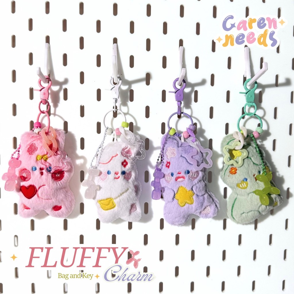 Fluffy Monsta Bag and Key Charm | Gantungan Tas dan Kunci Aesthetic by Carenneeds