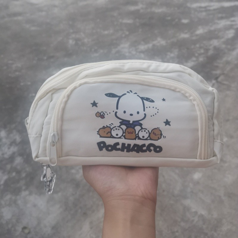 

Anime Sanrio Pochacco Cute Pen Bag Kawaii Cartoon Student Pencil Box Large Capacity Cosmetics Storage Bag Gifts Stationery Case