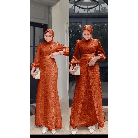 Vannamille id Maxi Dress Malika Brukat Fashion Muslim Wanita Oufit Lebaran Seragaman Pesta gamis kek