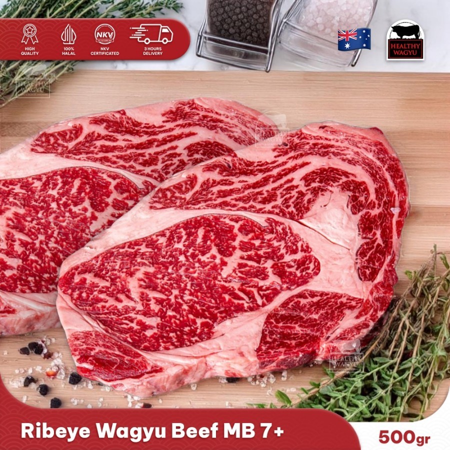 

Ribeye Wagyu Beef Steak Mb 7+ 500gr Healthy Wagyu