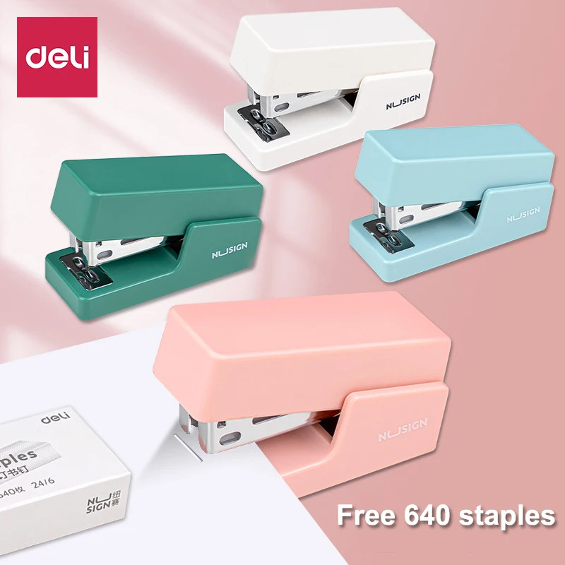 

Deli stapler student use Mini small stapler Portable Multifunction Binding Machine Children cute Home Office Send staples