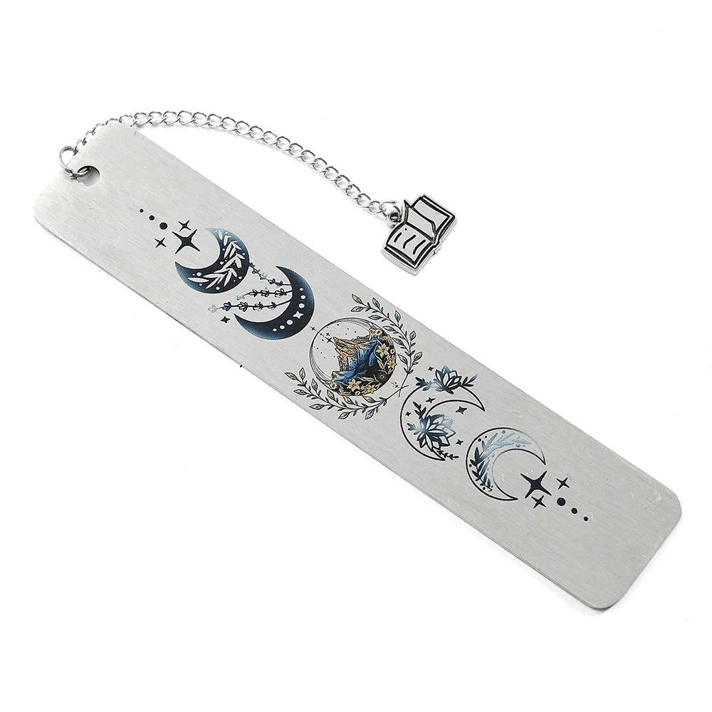

Stainless Steel Moon Crescent Bookmark Vintage Page Marker Exquisite Pattern for Men Women Fashion Stationery Supplies Gifts