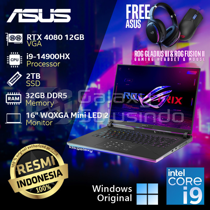 ASUS ROG STRIX SCAR 16 G634JZR-I948M6G-O RTX4080 12GB Intel Core i9-14900HX 2TB SSD 32GB RAM Gaming 
