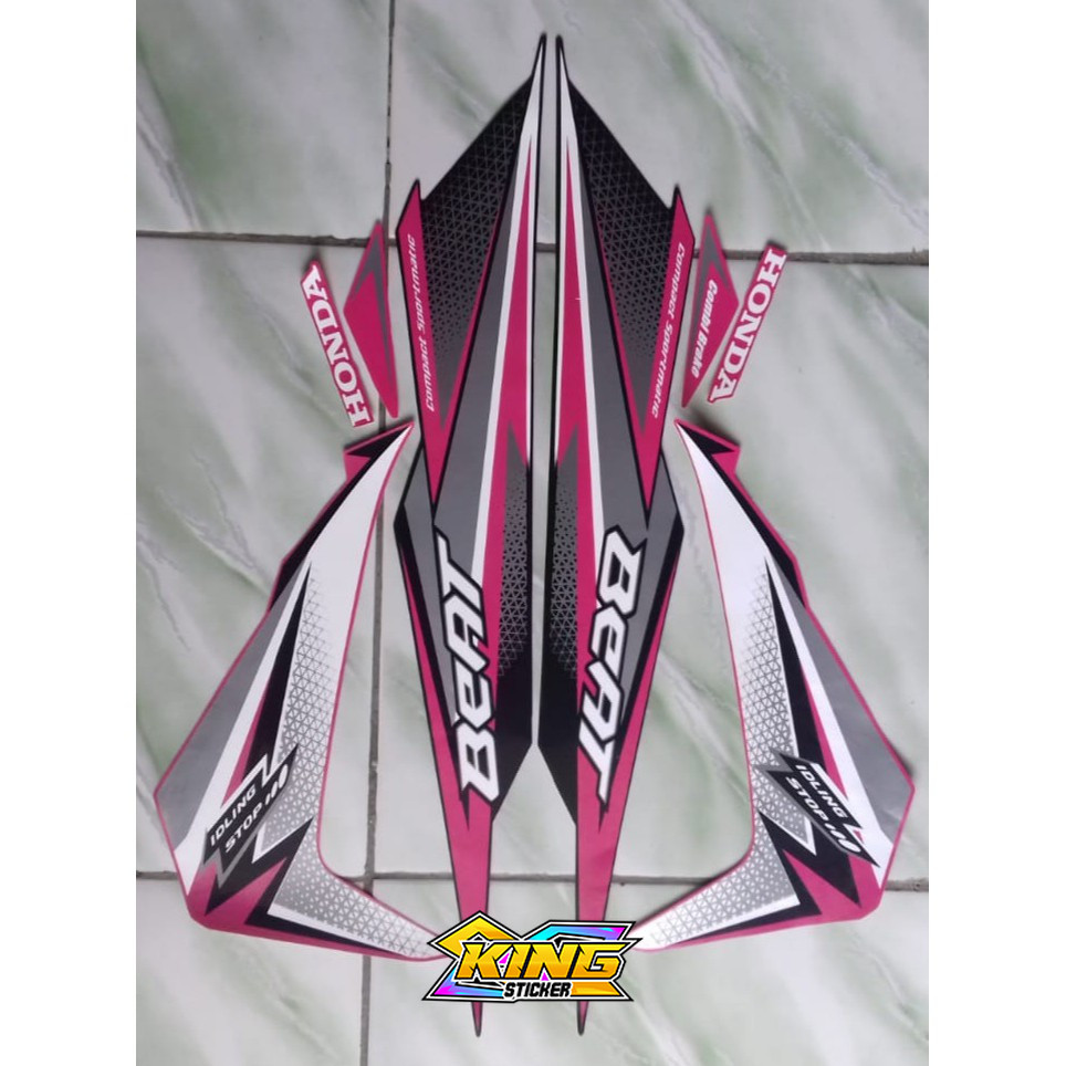 stiker striping beat iss 2018 hitam pink