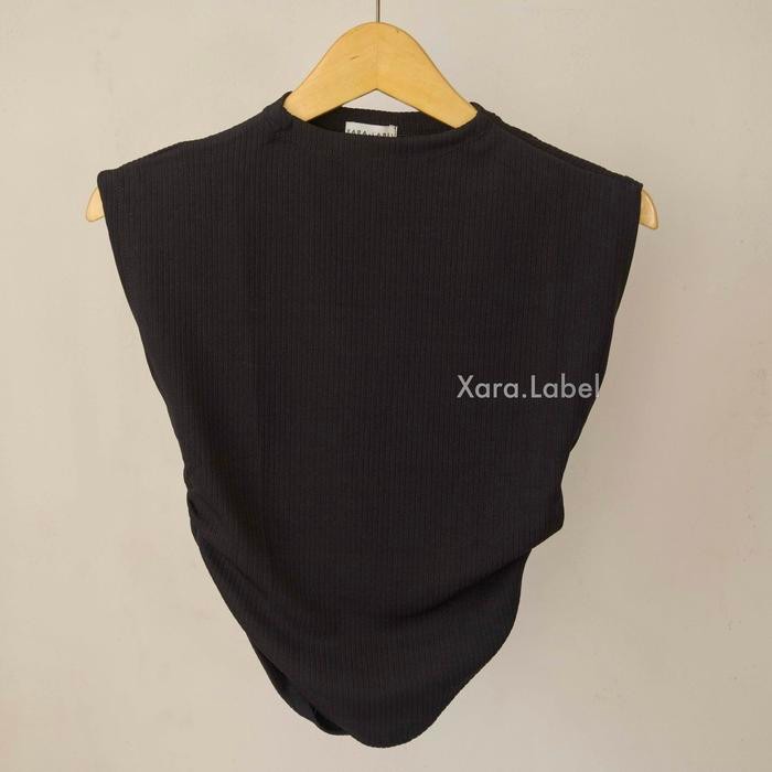 XARA - Heve Premium Knit Top -  Basic Tank Top Rajut Serut - Hitam