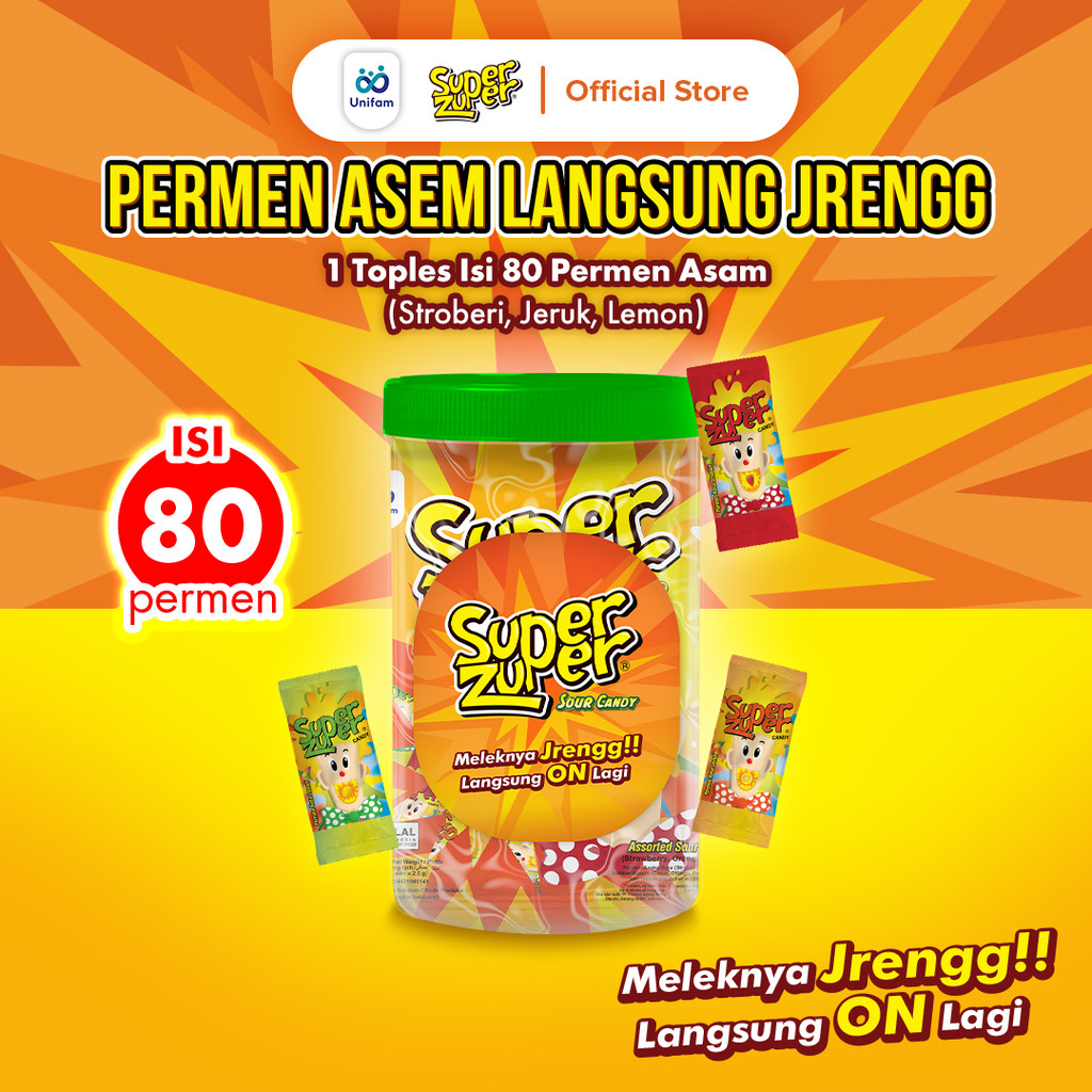 

Super Zuper Permen Asem Toples (isi 80 Pcs) - Sour Candy