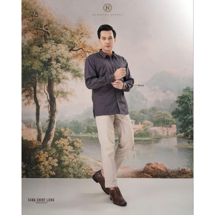 [BISA COD] TAMA KOKO SHIRT KEMEJA CITRA NADHEERA LUXURY BAJU PRIA - Stone Shirt Long, M LARIS