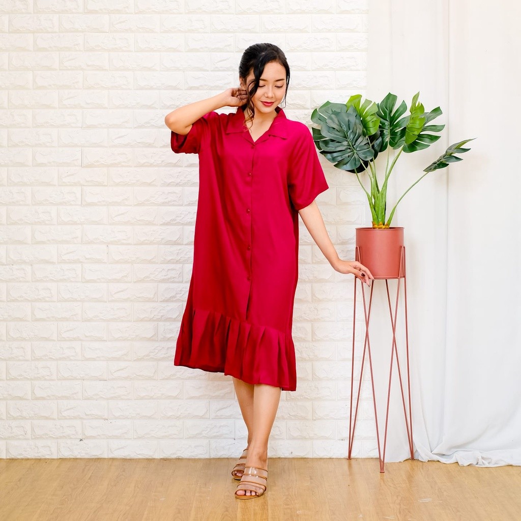 NANTARSHOP Dress | Dress Wanita Rufle | Daster Rufle | Daster Kekinian | Daster Busui | Dress Kekini