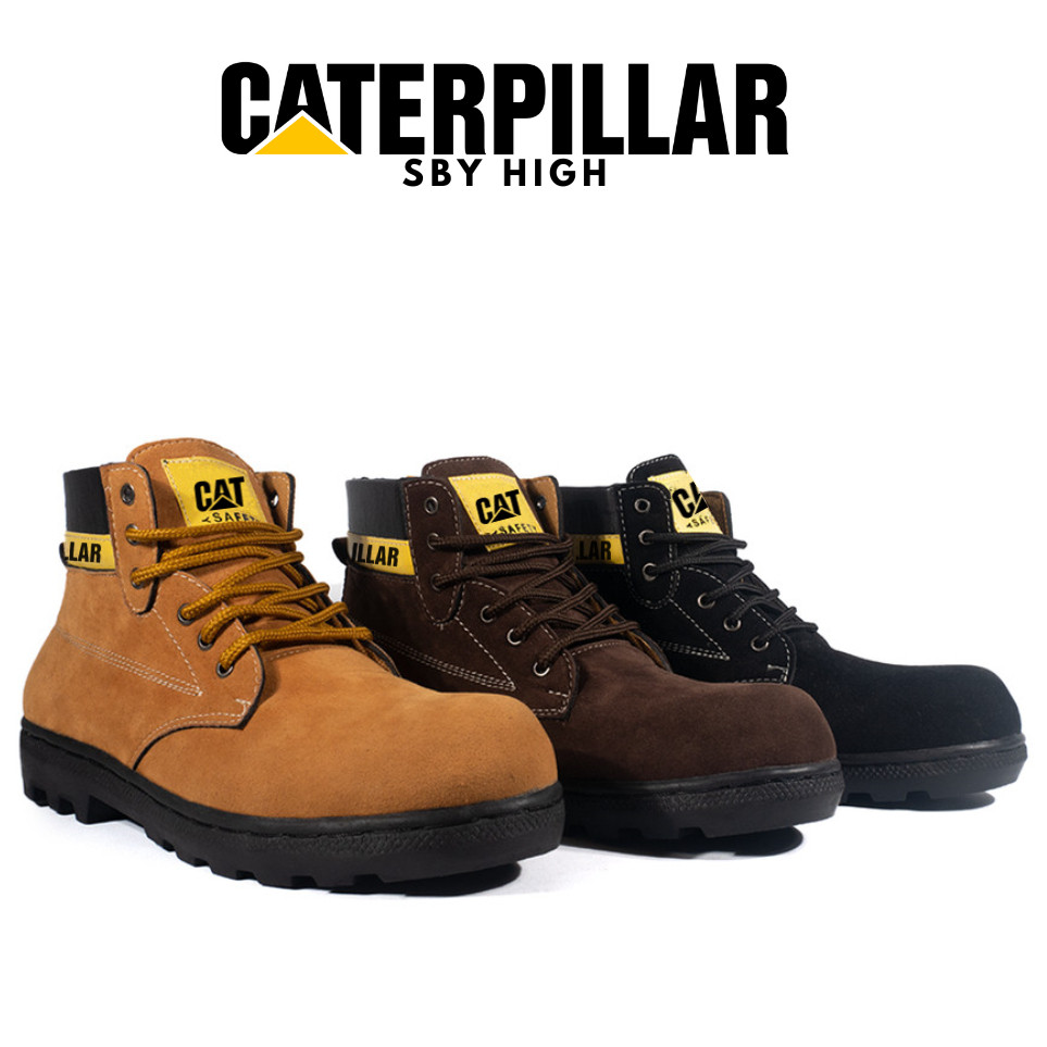 promo Sepatu Safety Boots Pria Caterpillar High Quality - Sepatu Boots SBY Tinggi - Sepatu Safety Ke