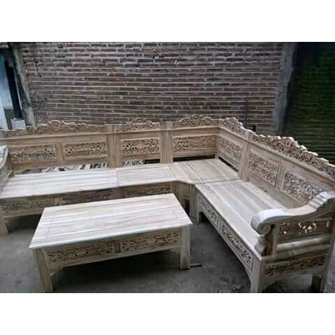 Kursi Tamu Sudut Mentah Jati