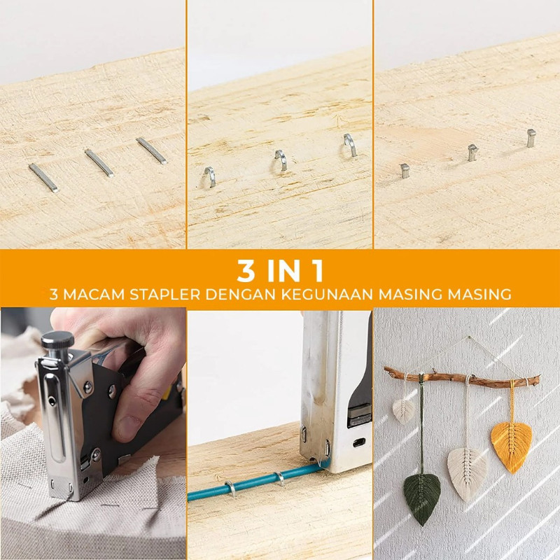 

Gratis 600 Paku / 3 In 1 Stapler Gun / 3 In 1 Pistol Kuku / Staples Tembak Gun Tacker / Powerfull