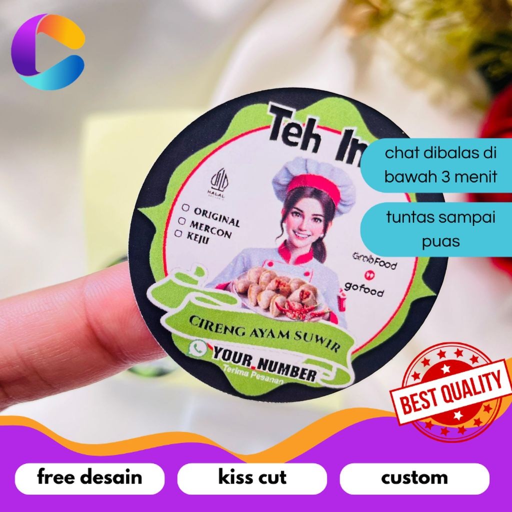 

Cetak INC Sticker Cireng Isi Ayam Sticker Cilok Bulat Free Desain Label Cibay Murah Uk.Kecil 2-4