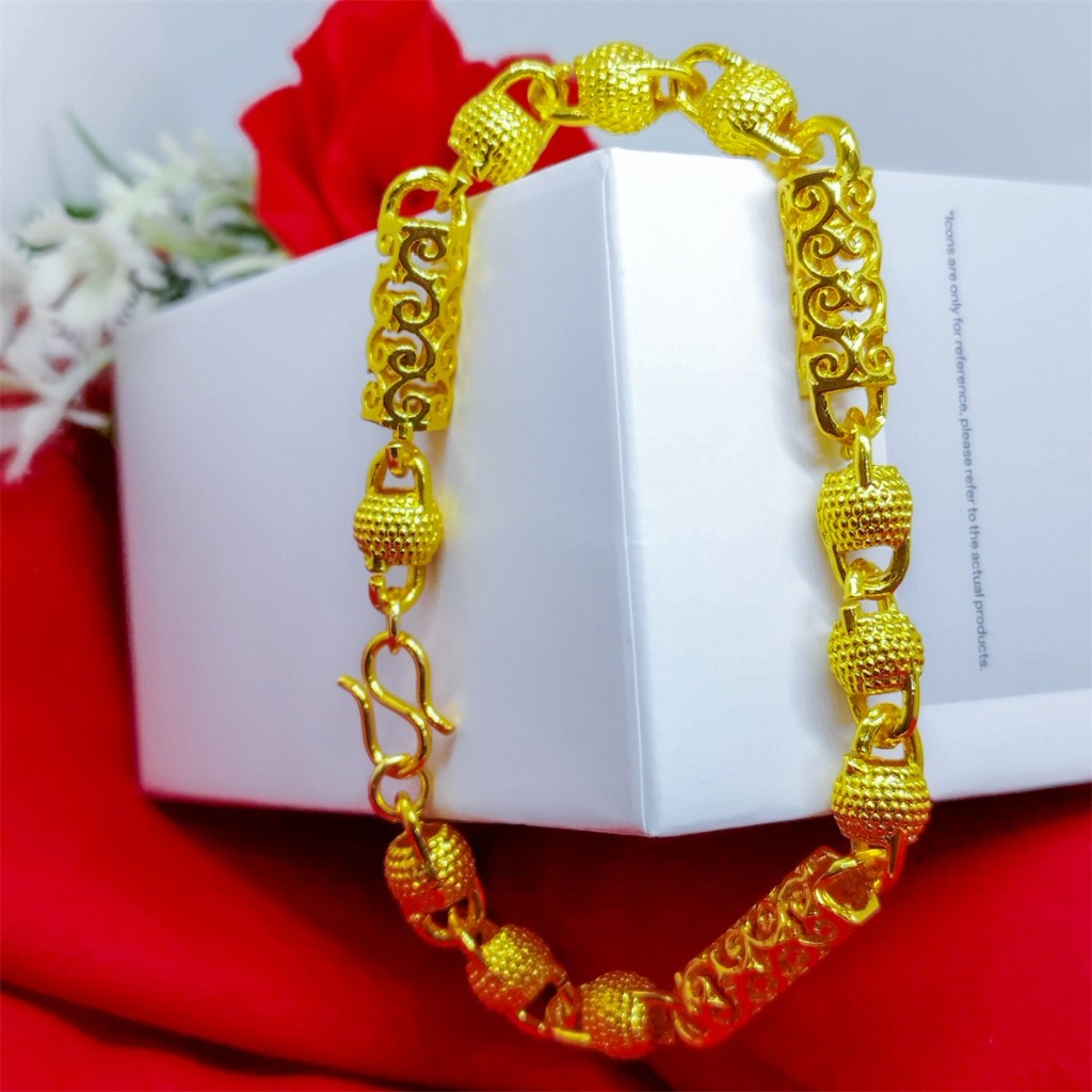 Gelang Bola Pipa Ukir Kopong Lapis Emas 24k Hongkong Emas Anti Karat Tidak Mudah Luntur Terbaru Impo