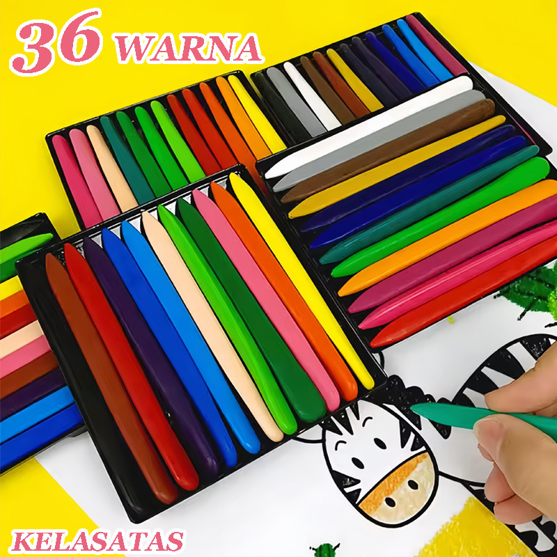 

【KElASATAS】Crayon Set Anti Air Anti Kotor /Crayon Anak 12 24 36 Warna/Krayon Berkepala Dua/Tidak Beracun Bisa Dicuci Crayon
