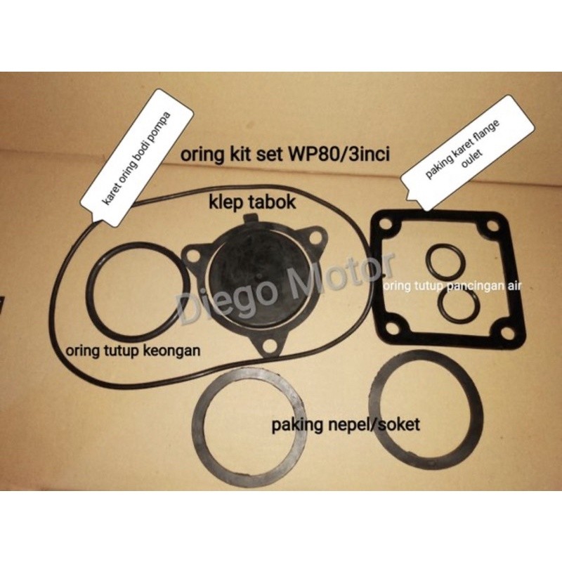 

3 inci Oring kit oring komplit karet paking lengkap mesin pompa air alkon wp80 3 in inch amplas