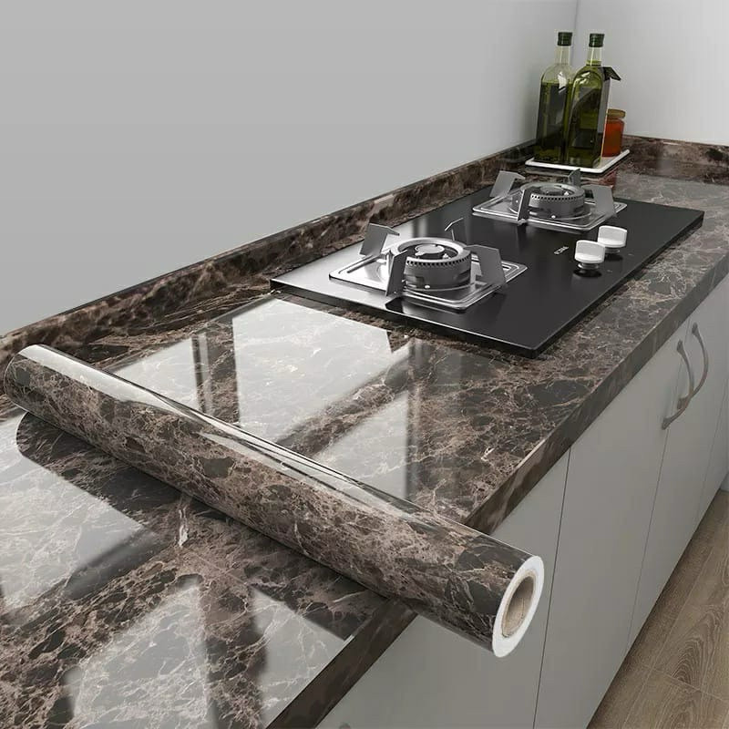 STIKER MARMER MARBLE GLOSY TEBAL MEJA KAYU KACA ANTI AIR MINYAK DAN TAHAN PANAS STIKER DINDING LANTA