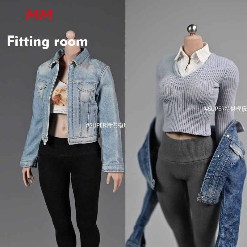 1/6 scale female dolls clothes Trend-washed denim jacket slim-fit version for 12'' TBLeague JIAOU DO