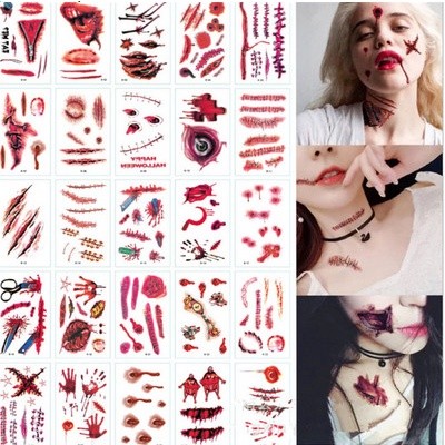 30Pcs Tatto Luka Tato Scars Prank Halloween