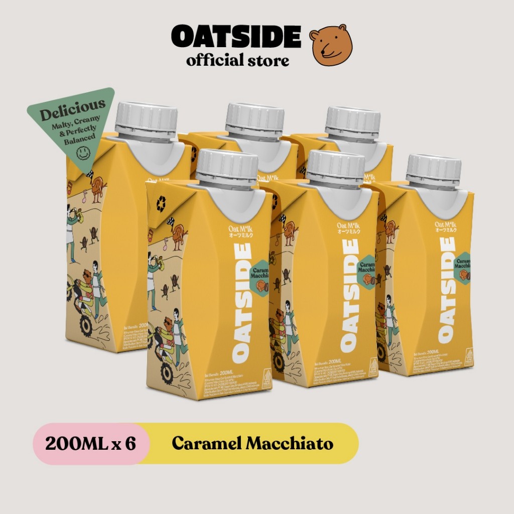

OATSIDE Mini Cap Oat Milk Caramel Macchiato 200ml (6pcs) (Kemasan Tutup Botol) | Susu Oat Rasa Karamel Macchiato