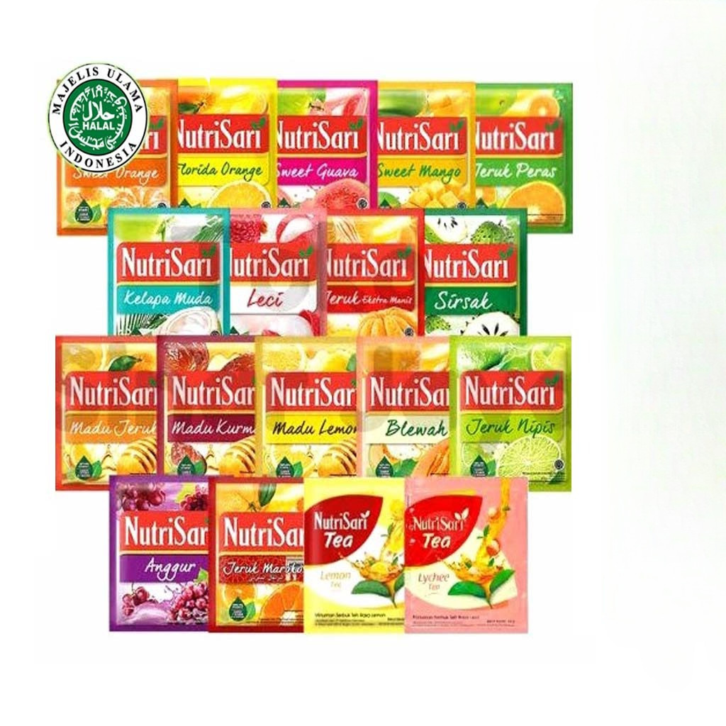 

Nutrisari Renceng Isi 10 Sachet Jeruk Peras Jeruk Nipis Milky Orange Leci Lemon Tea