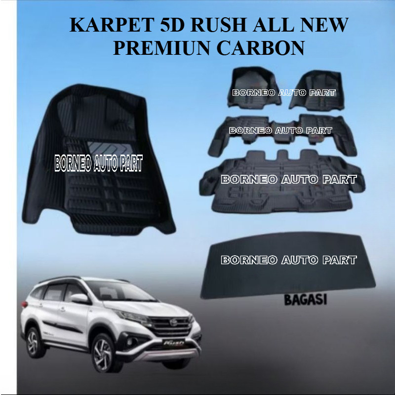 KARPET MOBIL 5D RUSH ALL NEW PREMIUM CARBON+bagasi
