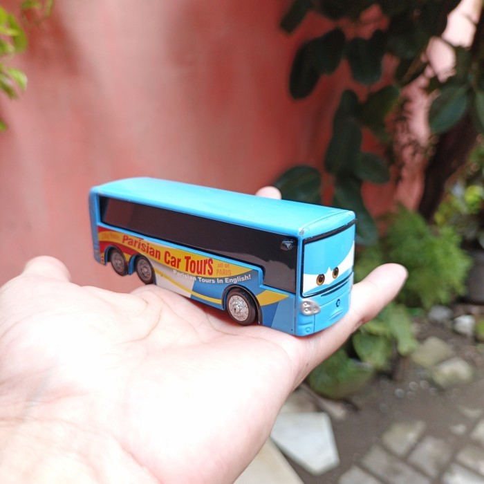 Disney Pixar Cars Parisian Emmanuel Car Tours Bus Mattel Cars Loose VHTF Miniatur Mainan Diecast