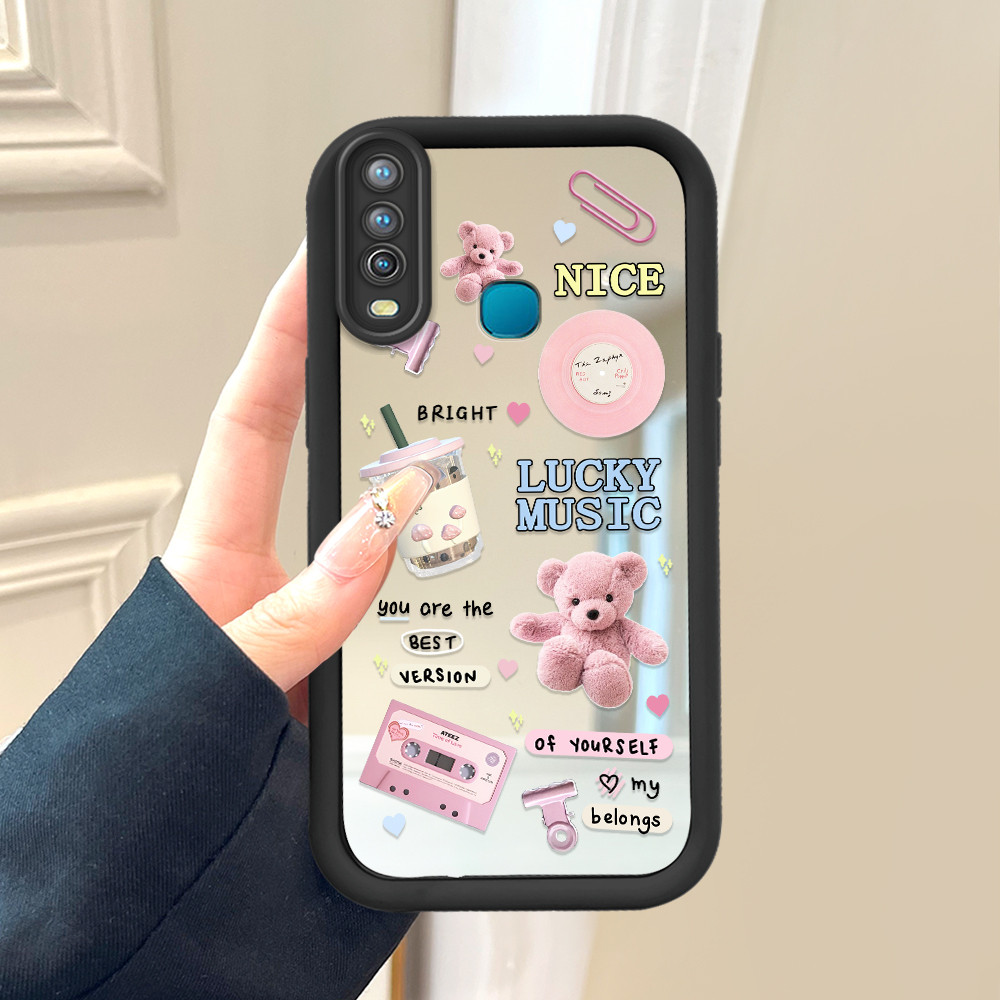 Casing Hp Untuk Vivo Y17 Y15 Y12 1902 Phone Case Cesing Soft Cover Lucu Bear 8737 Mode Mirror Kesing